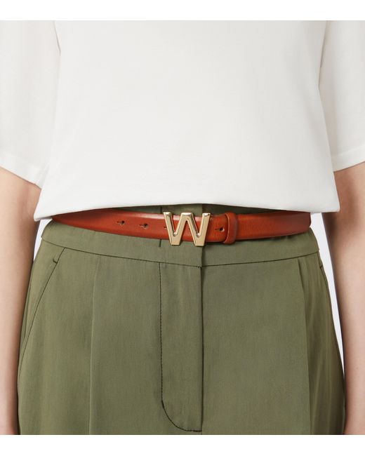Weekend by Maxmara Brown Leather Logo Belt