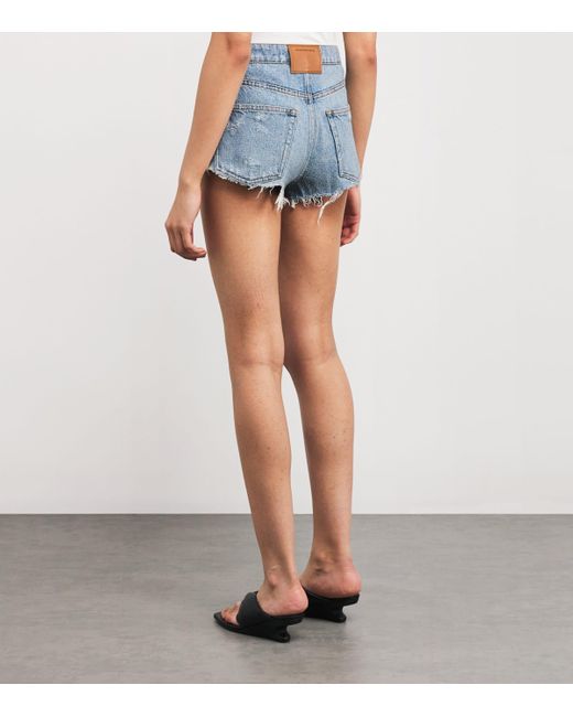 Alexander Wang Blue Denim Hotfix Distressed Shorts