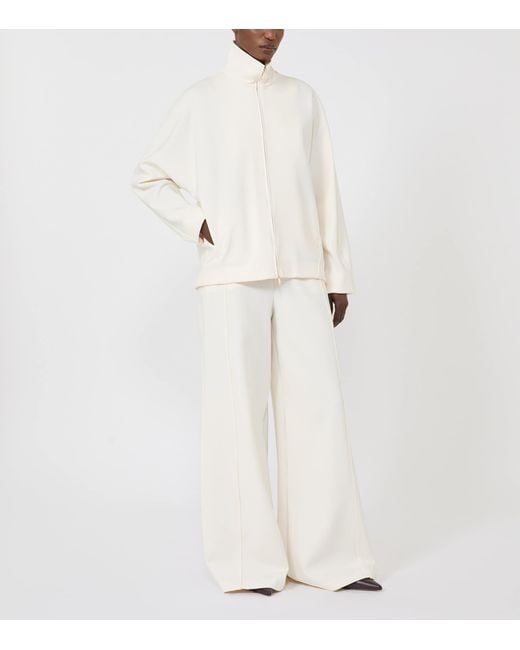 Max Mara White Jersey High-Neck Jacket