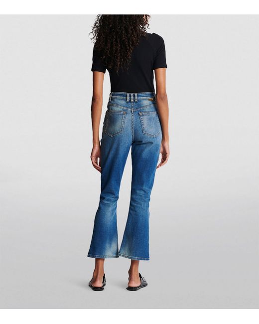 Balmain Blue Gold-buttoned High-rise Flared Jeans