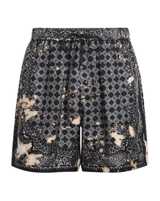 Amiri Gray Silk Bleached Bandana Print Shorts for men