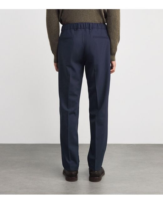 Herno Blue Stretch Virgin Wool Trousers for men
