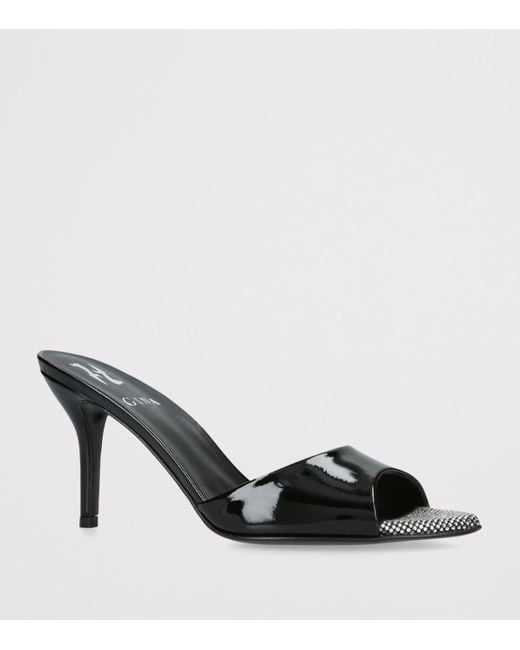 Gina Black Leather Marmont Heeled Mules 85
