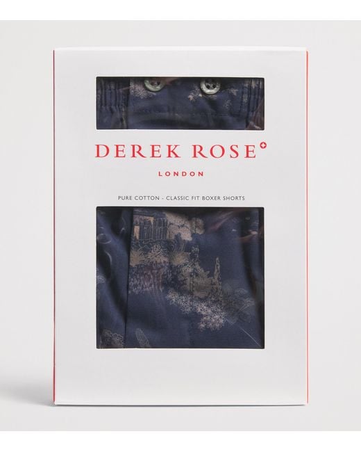 Derek Rose Blue Cotton Boxer Shorts for men