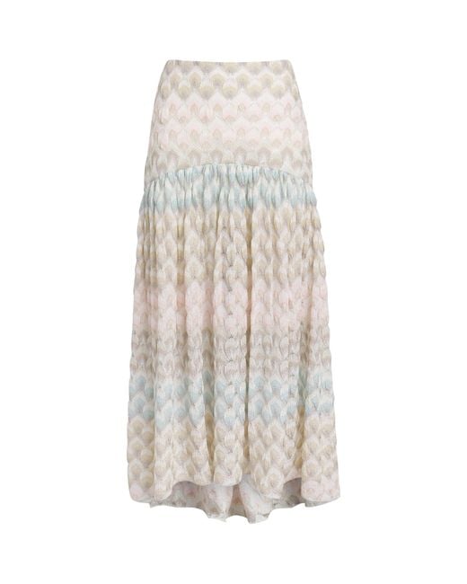 Missoni White Lamé Lace Motif Midi Skirt