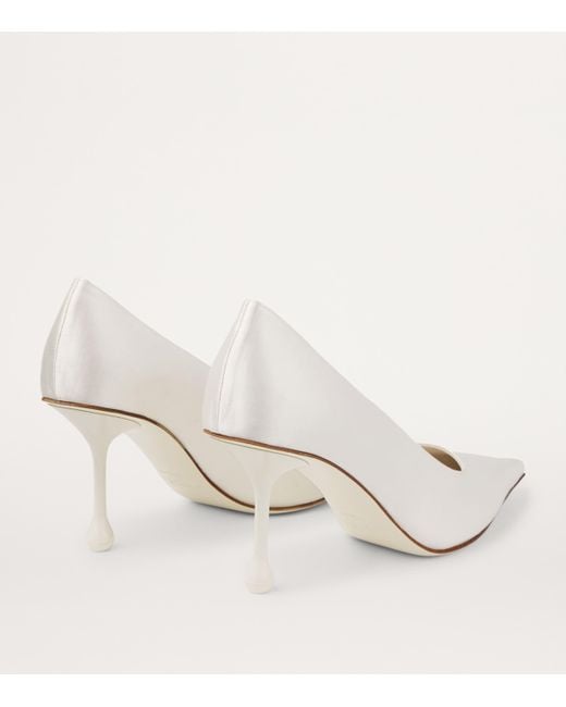 Jimmy Choo White Ixia 80 Satin Pumps