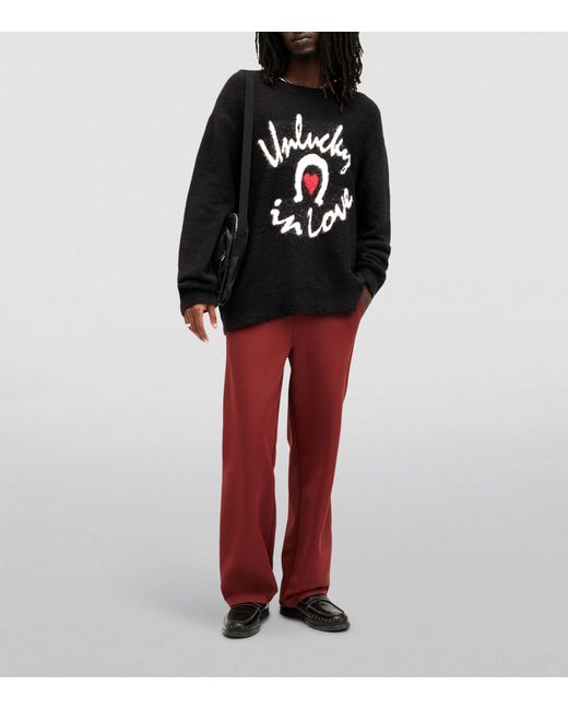 AllSaints Black Lucky Love Logo Sweater for men