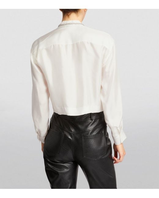 Sandro White Embellished Crop Shirt