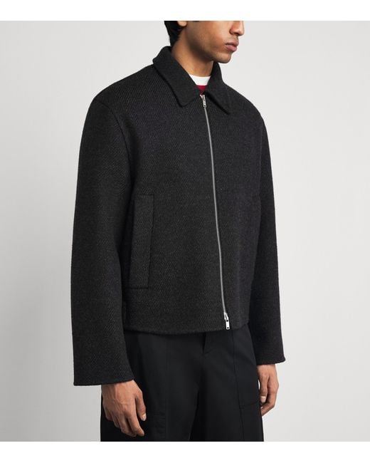 Jil Sander Black Virgin Wool Bomber Jacket for men