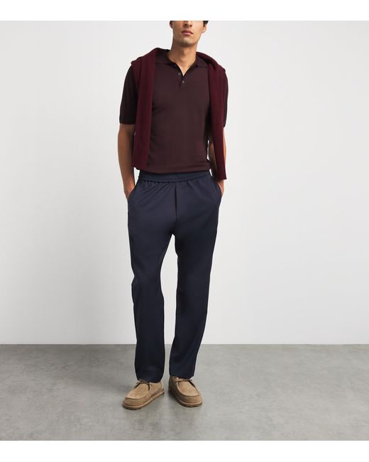 Barena Blue Virgin Wool Elasticated Trousers for men