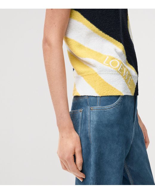 Loewe Blue Geometric Short-Sleeve Sweater