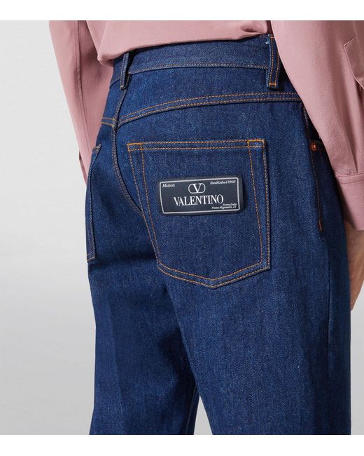 Valentino Garavani Blue Tapered Low-rise Jeans for men