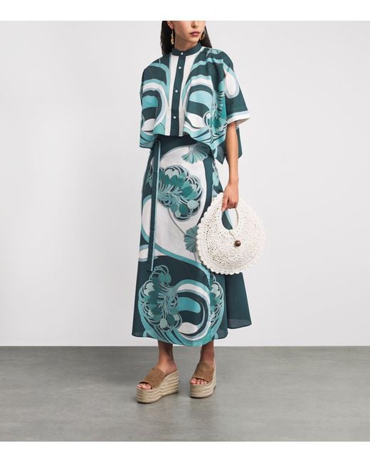 LaDoubleJ Blue Cotton Foulard Blouse
