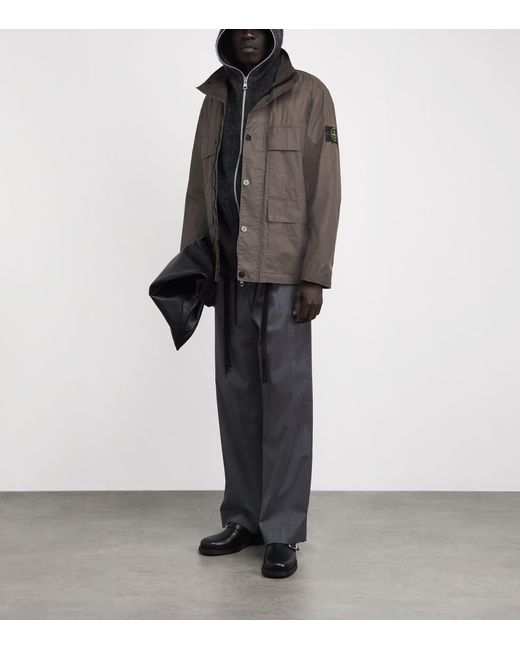 Stone Island Gray Waxed Canvas Field Jacket for men