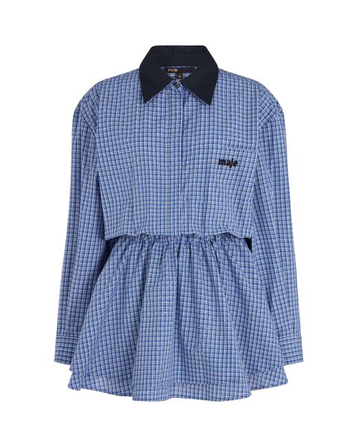 Maje Blue Cotton Embellished Dress-Style Playsuit