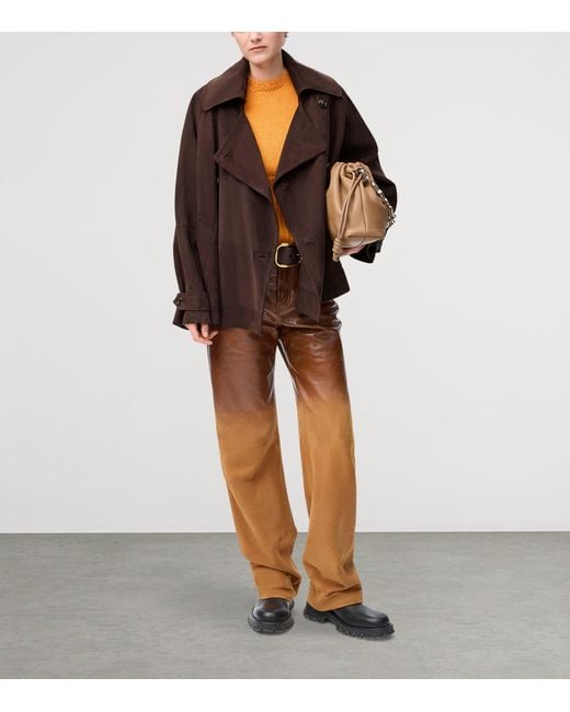 Loewe Brown Suede Bow-Detail Jacket