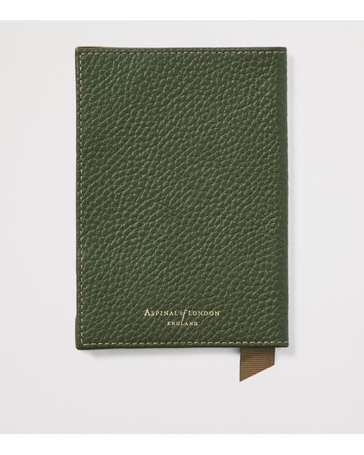 Aspinal Green Leather Passport Cover for men