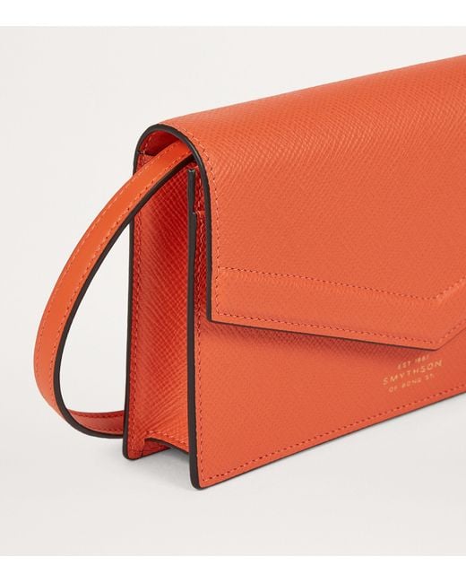 Smythson Orange Panama Leather Envelope Cross-body Bag