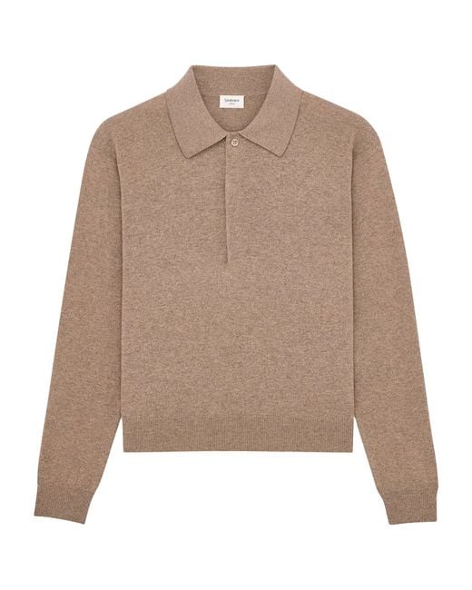 Saint Laurent Brown Virgin Wool Polo Sweater for men