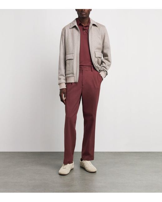Colombo Red Pleated Straight Chinos for men