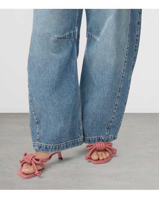 Loewe Pink Lambskin Flamenco Knot Mules 45