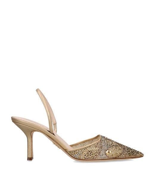 Rodo Metallic Rhinestone-Embellished Assia Slingback Heels 75
