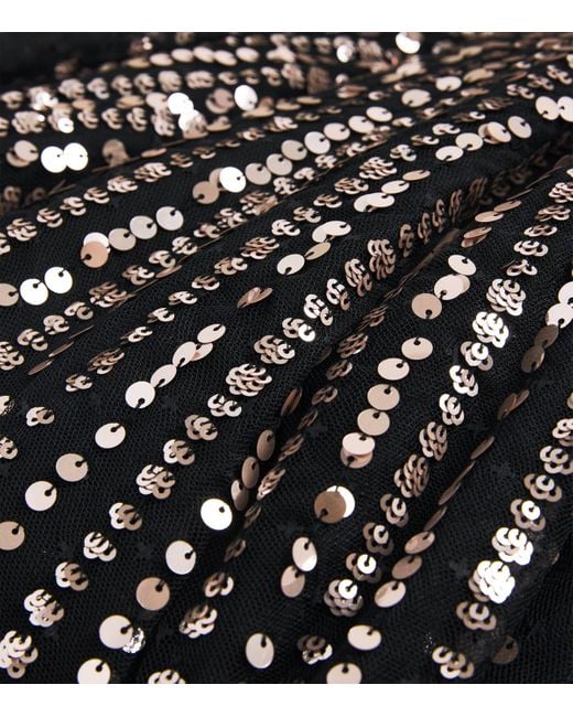 Needle & Thread Black Sequin Cape-Detail Moonlight Maxi Dress