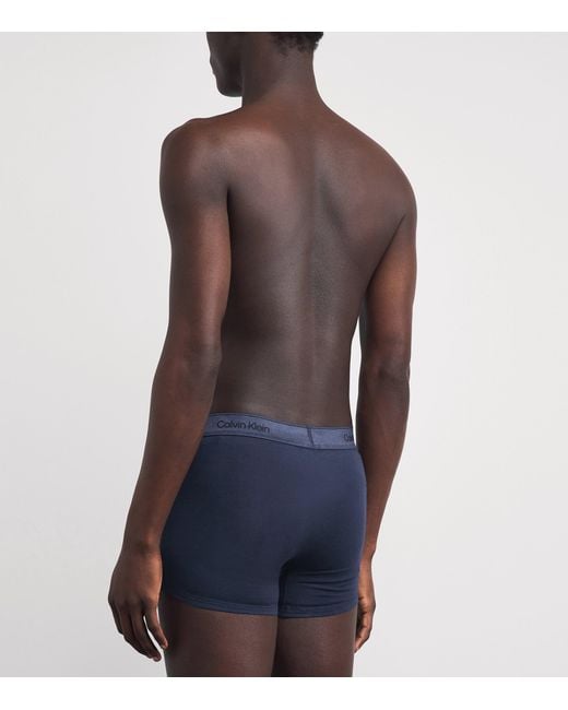 Calvin Klein Blue Cotton Stretch Icon Metallic Boxer Briefs for men