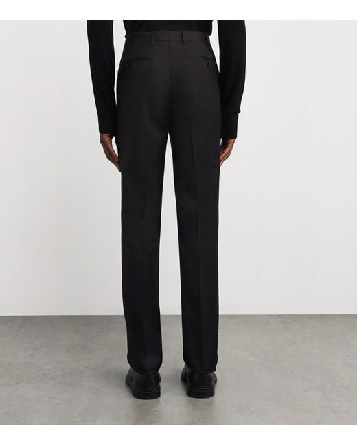 Canali Blue Wool Straight Trousers for men