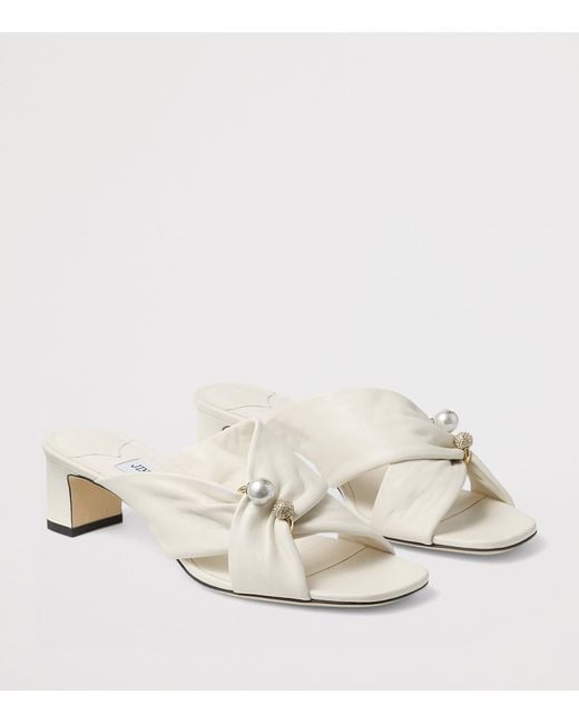 Jimmy Choo White Rafi 45 Leather Heeled Mules