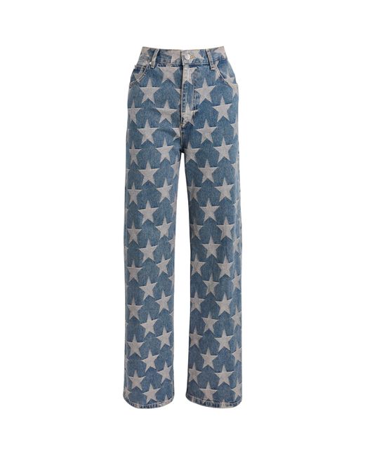 Sandro Blue Starry Jacquard Straight Jeans