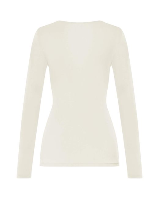 Hanro White Wool-Silk Long-Sleeve T-Shirt
