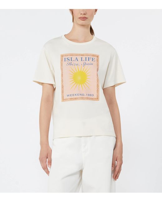 Weekend by Maxmara White Cotton Isla Life Graphic T-Shirt