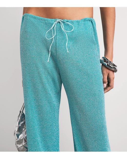 Oseree Blue Metallic Lumière Wide-Leg Trousers