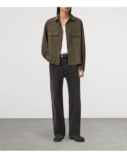 AllSaints Green Organic Cotton Strand Shirt for men