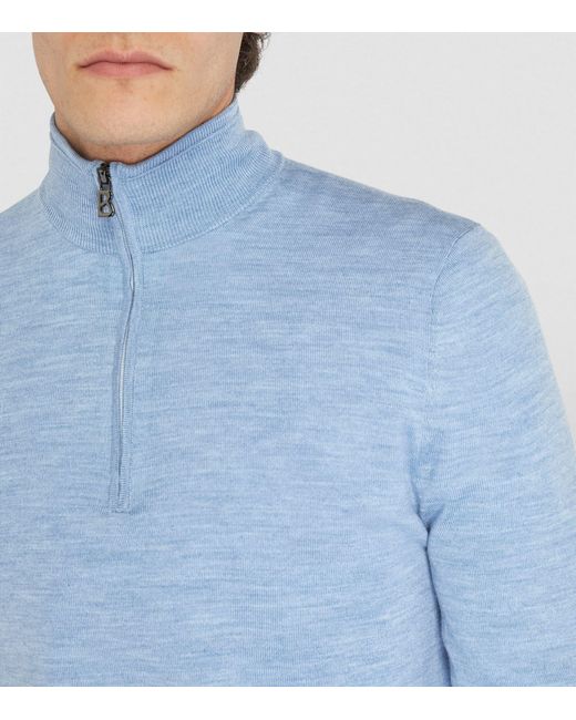 Bogner Blue Virgin Wool Quarter-zip Sweater for men
