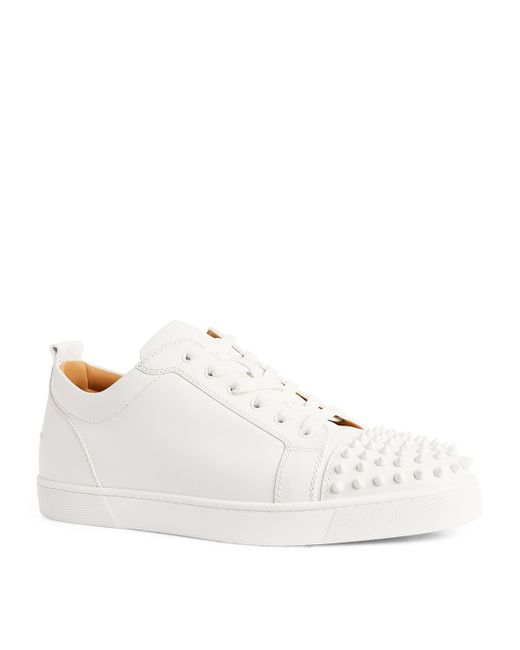 Christian Louboutin White Louis Junior Spikes Calfskin Sneakers for men