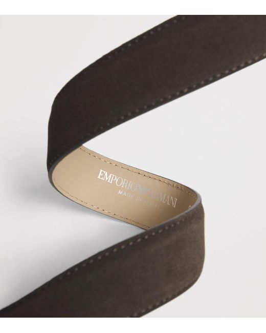 Emporio Armani Brown Leather Buckle Belt for men