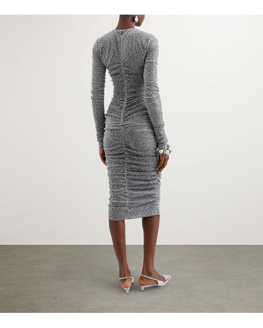 Dolce & Gabbana Gray Sequinned Midi Dress