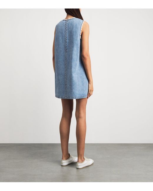 FRAME Blue Denim Crochet Tide Mini Dress