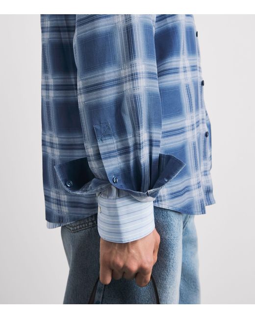 7 For All Mankind Blue Check Shirt for men