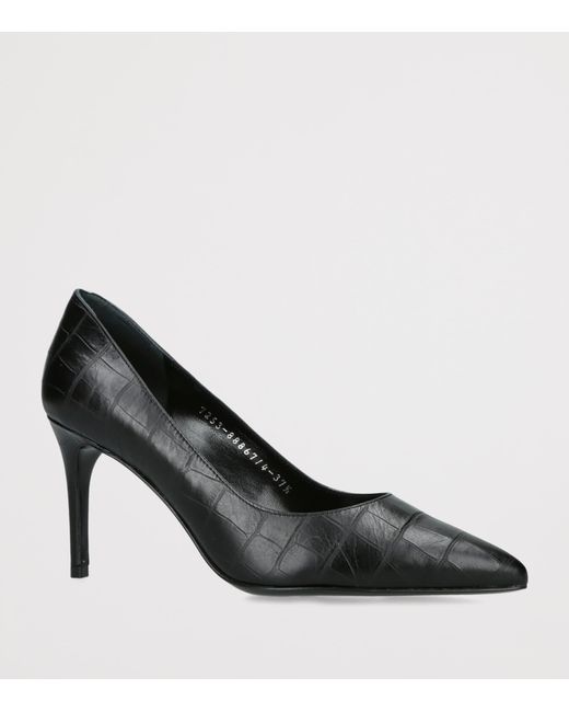 Gina Black Croc-Embossed Leather Remi Pumps 85