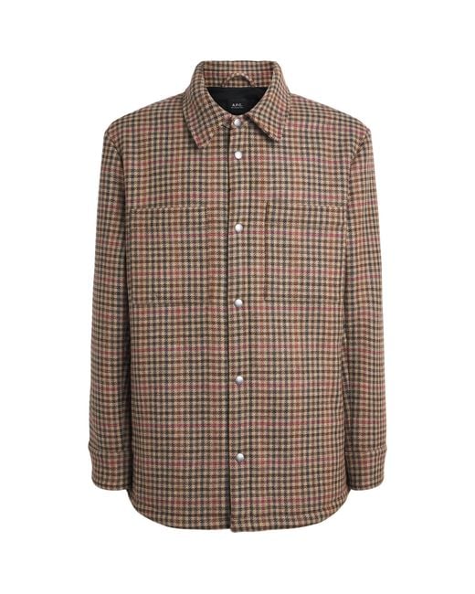 A.P.C. Brown Wool-Blend Check Overshirt for men