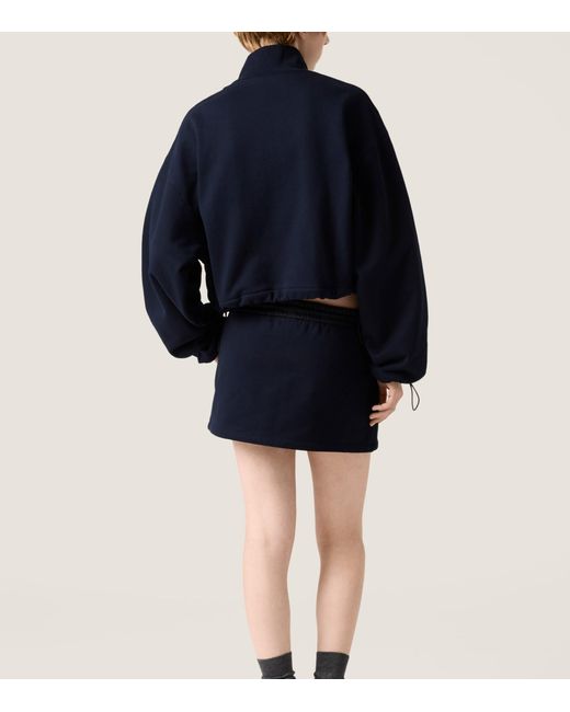 Miu Miu Blue Cotton Jersey Mini Skirt