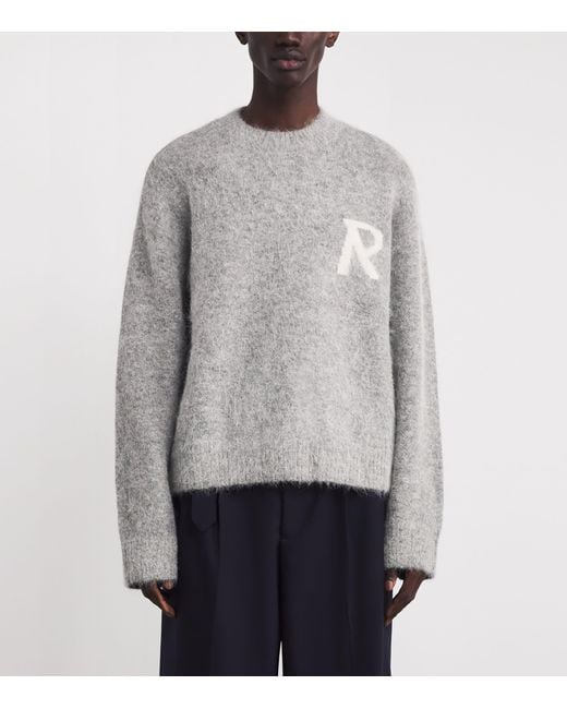 Represent Gray Alpaca-Blend Logo Oversized Sweater for men