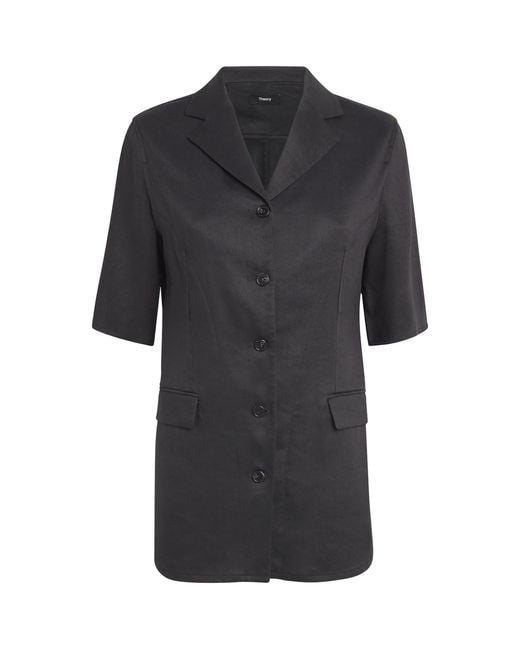 Theory Black Linen-Blend Blazer