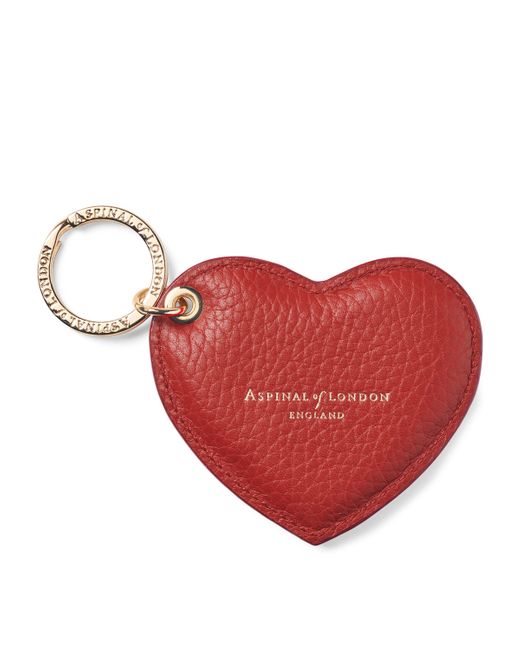 Aspinal Red Leather Heart Keyring