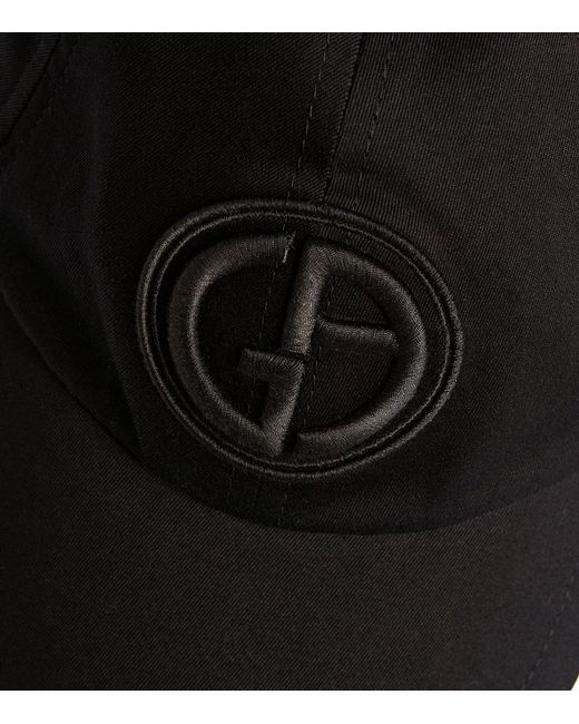 Giorgio Armani Black Embroidered Logo Baseball Cap for men