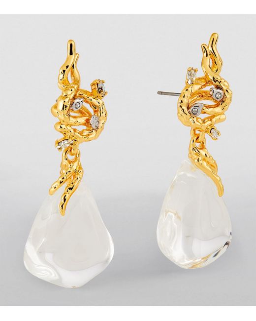 Alexis Metallic Small Gold Plated And Lucite Liquid Vine Raindrop Earrings