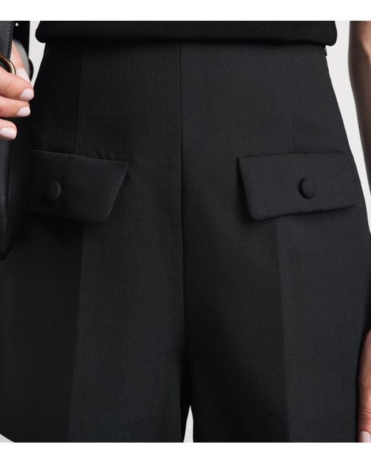 Sandro Black Wool High-Rise Shorts